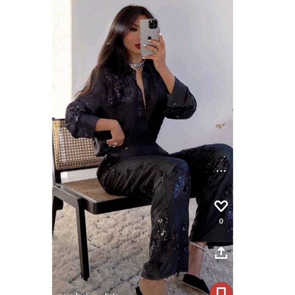 ZARA FLORAL SEQUIN EMBROIDERED SHIRT BLACK XS,S,M,L - Picture 5 of 14